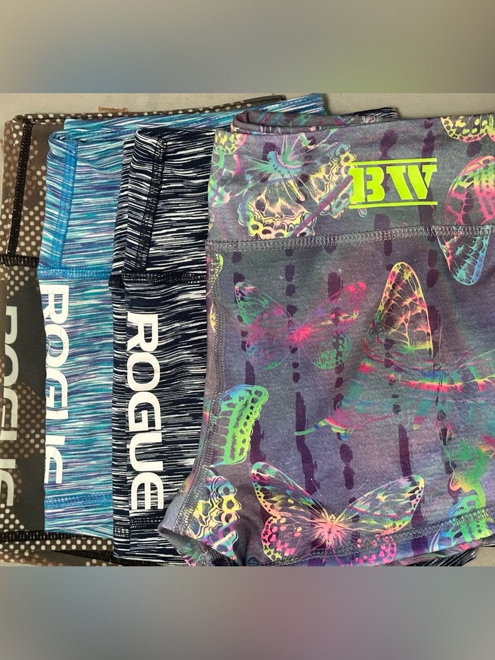 Rogue Fitness and Beast Worx spandex shorts